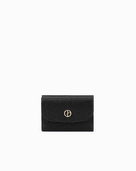 a|x armani exchange La Prima mini trifold wallet in rice-grain effect patent leather