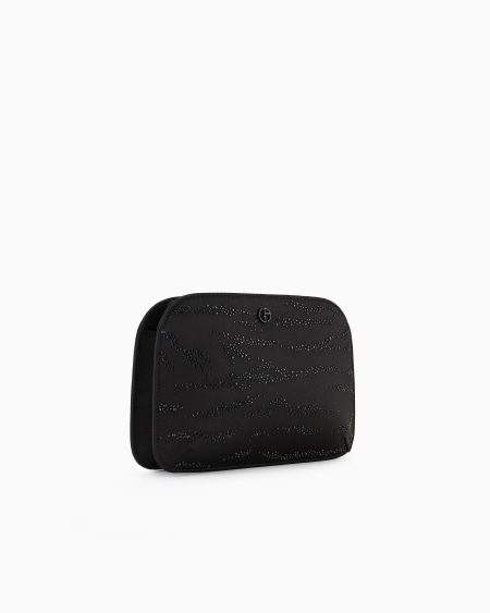 A|x Armani Exchange La Prima Satin Clutch Bag With Rhinestone Animal Print