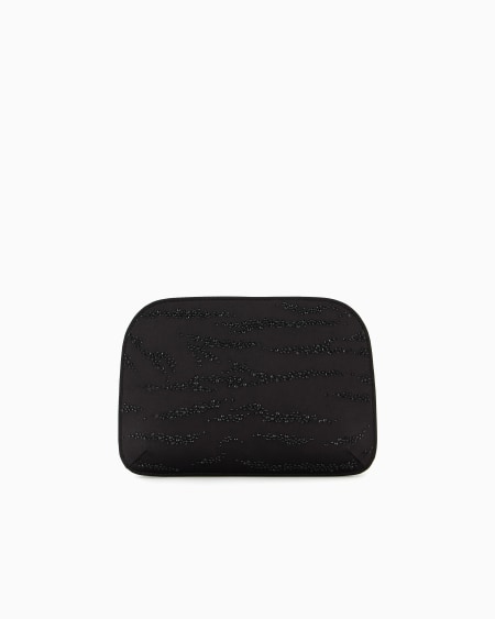 A|x Armani Exchange La Prima Satin Clutch Bag With Rhinestone Animal Print