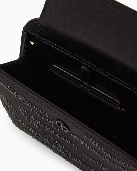 A|x Armani Exchange La Prima Satin Clutch Bag With Rhinestone Animal Print