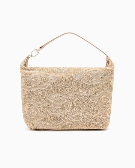 A|x Armani Exchange La Prima Soft Large Hobo Bag In Raffia And Leather