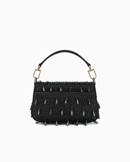 A|x Armani Exchange La Prima Soft Mini Satin Handbag With Rhinestone And Bead Embroidery