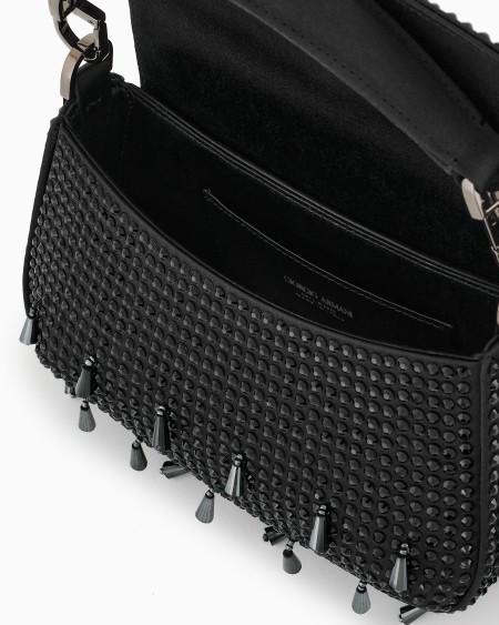 A|x Armani Exchange La Prima Soft Mini Satin Handbag With Rhinestone And Bead Embroidery