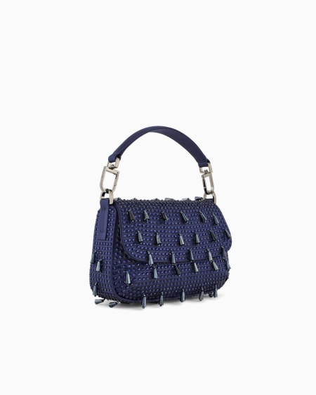 A|x Armani Exchange La Prima Soft Mini Satin Handbag With Rhinestone And Bead Embroidery