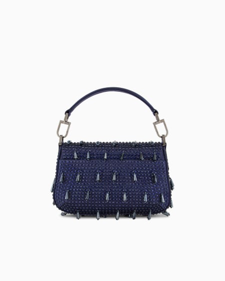 A|x Armani Exchange La Prima Soft Mini Satin Handbag With Rhinestone And Bead Embroidery