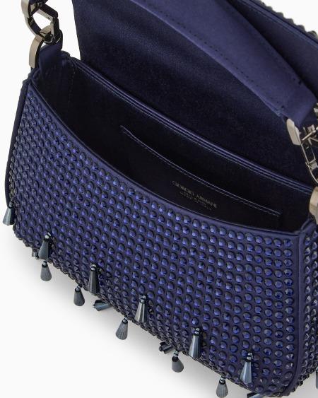 A|x Armani Exchange La Prima Soft Mini Satin Handbag With Rhinestone And Bead Embroidery