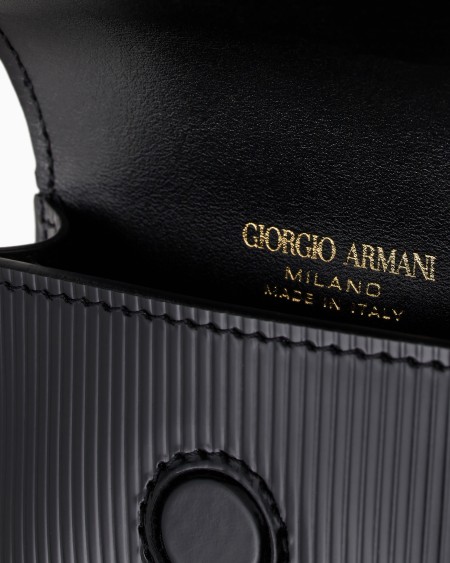 A|x Armani Exchange La Prima Striped Lamé-leather Mini Charm