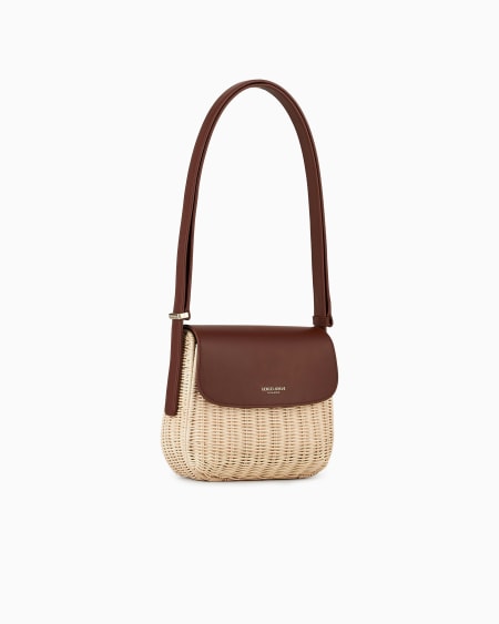 A|x Armani Exchange La Prima Wicker And Leather Shoulder Bag