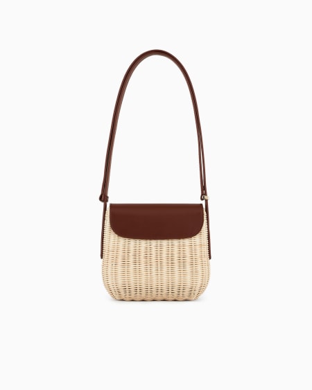 A|x Armani Exchange La Prima Wicker And Leather Shoulder Bag