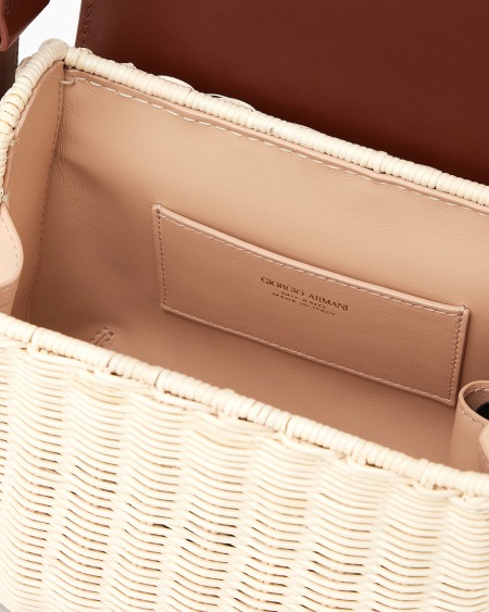 A|x Armani Exchange La Prima Wicker And Leather Shoulder Bag