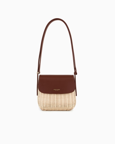 a|x armani exchange La Prima wicker and leather shoulder bag