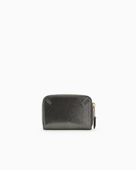 A|x Armani Exchange La Prima Wraparound-zip Mini Card Holder In Glossy Nubuck