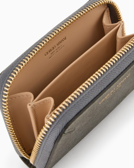 A|x Armani Exchange La Prima Wraparound-zip Mini Card Holder In Glossy Nubuck