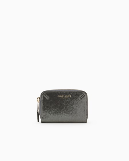 a|x armani exchange La Prima wraparound-zip mini card holder in glossy nubuck