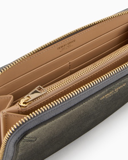 A|x Armani Exchange La Prima Wraparound-zip Wallet In Glossy Nubuck