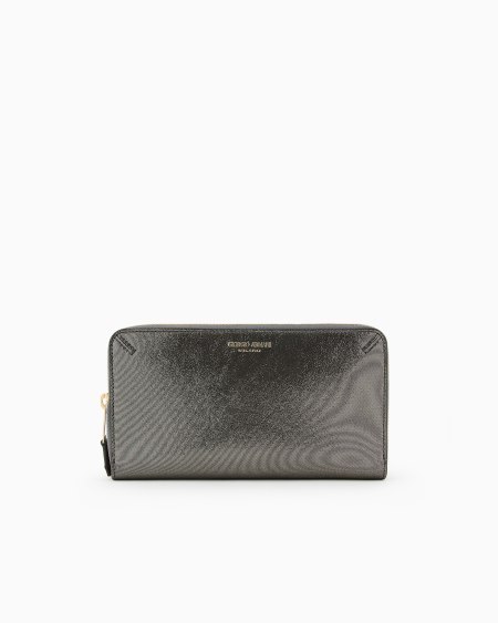 a|x armani exchange La Prima wraparound-zip wallet in glossy nubuck