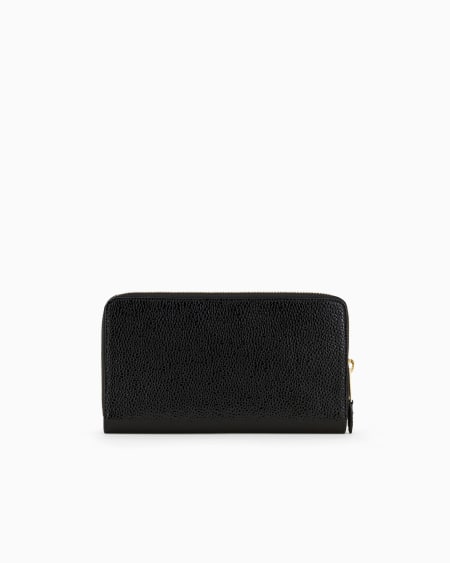 A|x Armani Exchange La Prima Wraparound-zip Wallet In Rice-grain Effect Patent Leather