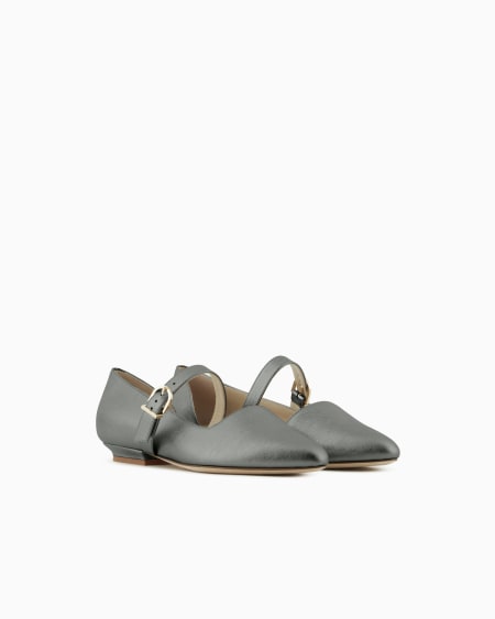 A|x Armani Exchange Lamé Leather Ballerinas With Strap