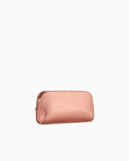 A|x Armani Exchange Lamé Leather La Prima Horizontal Clutch Bag
