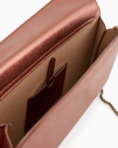 A|x Armani Exchange Lamé Leather La Prima Horizontal Clutch Bag