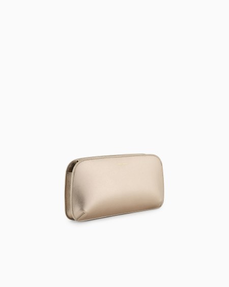 A|x Armani Exchange Lamé Leather La Prima Horizontal Clutch Bag