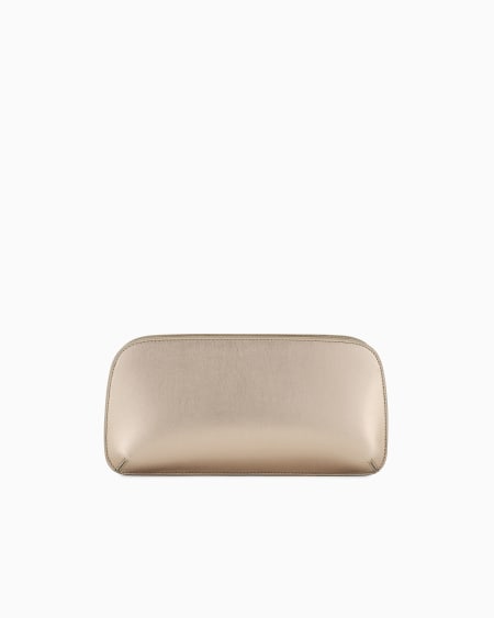 A|x Armani Exchange Lamé Leather La Prima Horizontal Clutch Bag