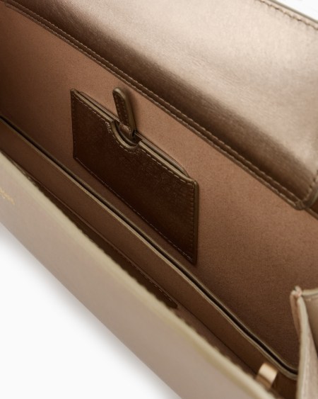 A|x Armani Exchange Lamé Leather La Prima Horizontal Clutch Bag