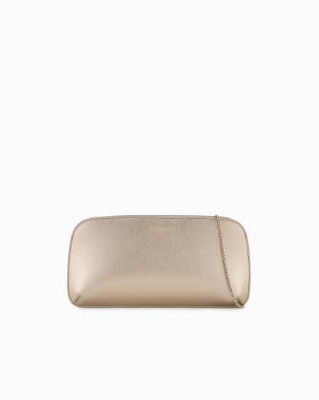 a|x armani exchange Lamé leather la Prima horizontal clutch bag