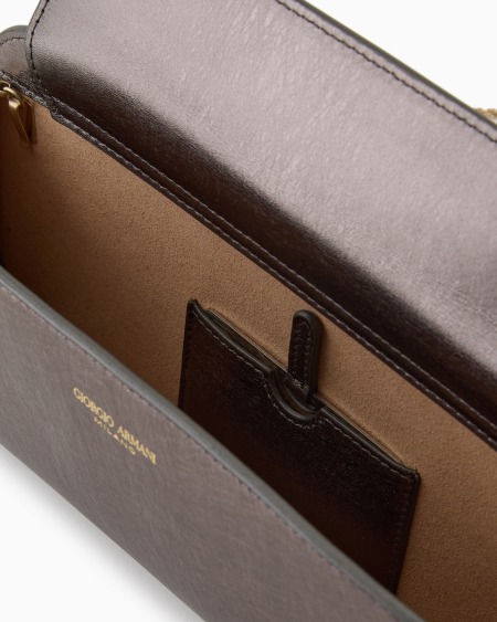 A|x Armani Exchange Lamé Leather La Prima Horizontal Clutch Bag