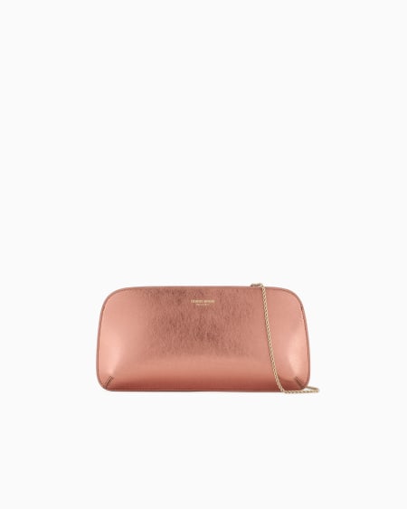 a|x armani exchange Lamé leather la Prima horizontal clutch bag