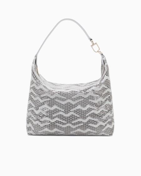 a|x armani exchange Large la Prima Soft hobo bag in shimmering lace and nubuck