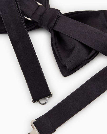 A|x Armani Exchange Large Pure Silk Knotted Bow Tie