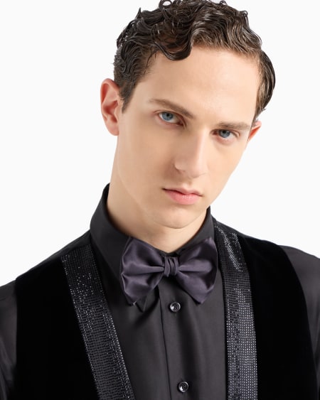 A|x Armani Exchange Large Pure Silk Knotted Bow Tie