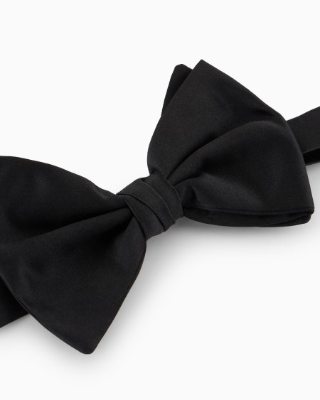 A|x Armani Exchange Large Pure Silk Knotted Bow Tie