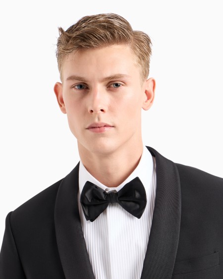 A|x Armani Exchange Large Pure Silk Knotted Bow Tie