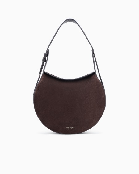 a|x armani exchange Large shoulder bag in suede and pebbled calfskin