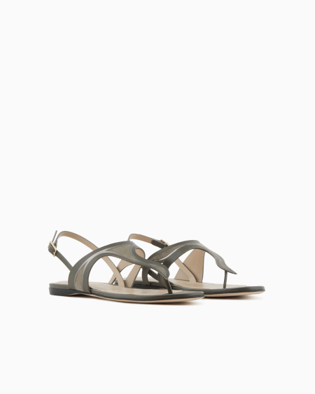 A|x Armani Exchange Leather And Suede Flat Thong Sandals