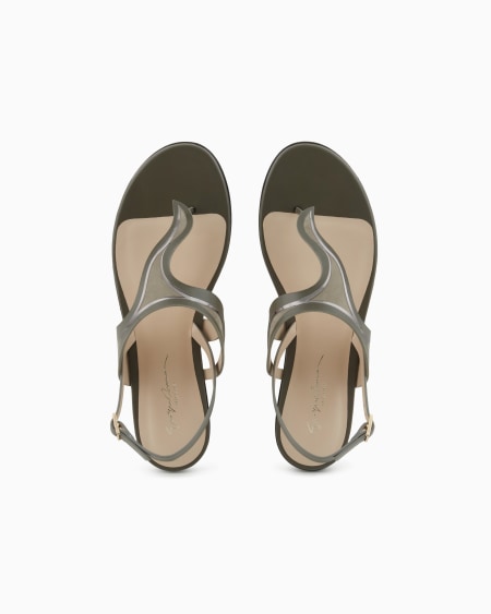 A|x Armani Exchange Leather And Suede Flat Thong Sandals