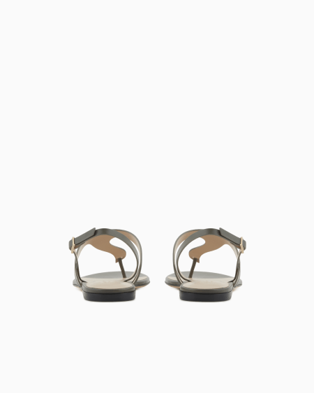 A|x Armani Exchange Leather And Suede Flat Thong Sandals