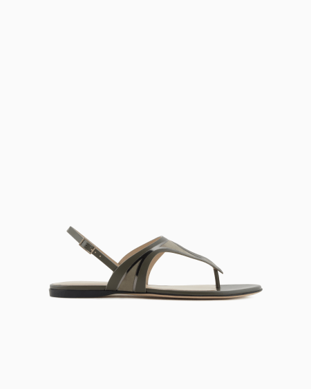 a|x armani exchange Leather and suede flat thong sandals