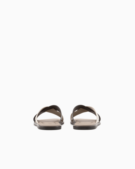 A|x Armani Exchange Leather Cross Sandals With Two-toned Tape