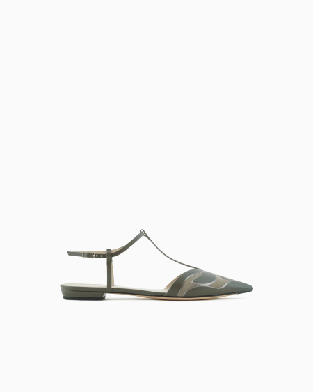 a|x armani exchange Leather T-bar ballerinas with strap