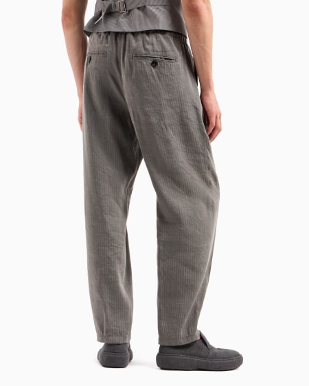 A|x Armani Exchange Linen And Viscose Canvas Single-pleat Trousers
