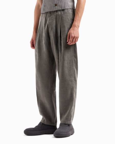 A|x Armani Exchange Linen And Viscose Canvas Single-pleat Trousers