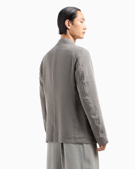 A|x Armani Exchange Linen And Viscose Double-breasted Jacket