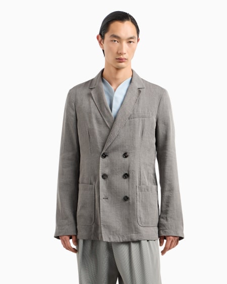 A|x Armani Exchange Linen And Viscose Double-breasted Jacket