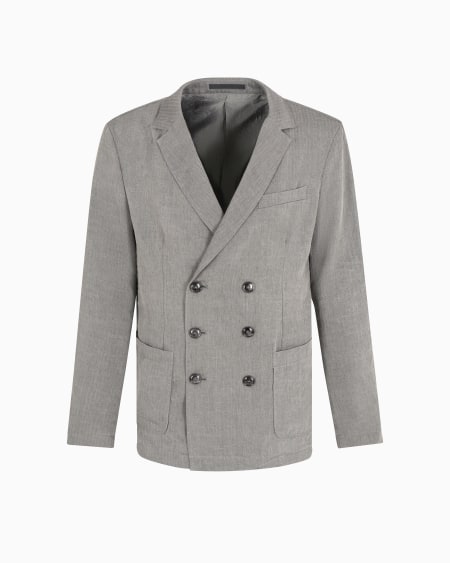 a|x armani exchange Linen and viscose double-breasted jacket
