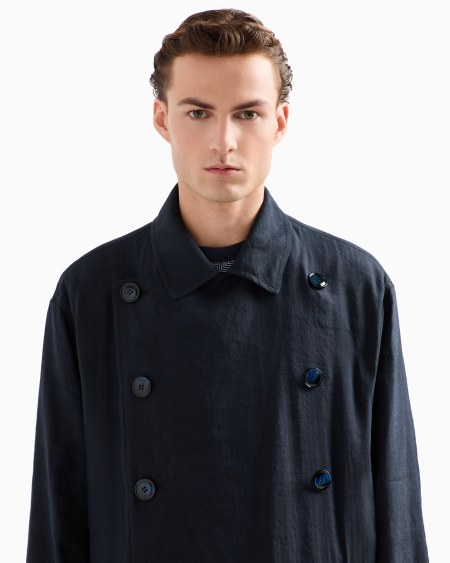 A|x Armani Exchange Linen And Viscose Double-breasted Overcoat