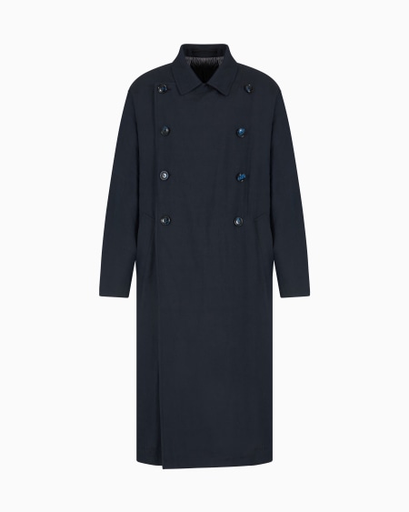 a|x armani exchange Linen and viscose double-breasted overcoat