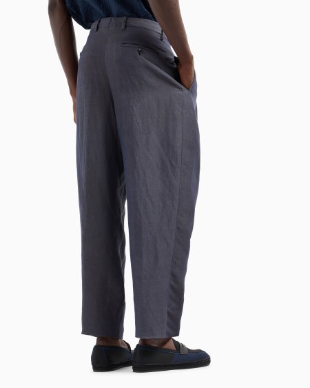 A|x Armani Exchange Linen And Viscose Twill Two-pleat Trousers